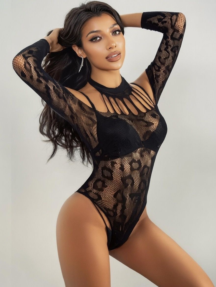 Siyah File Leopar Kadın Body